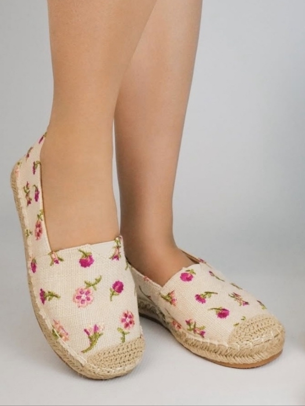 Top Moda Chaya Woven Pink Floral Slip On Espadrilles Shoes SZ 7.5 NWOT